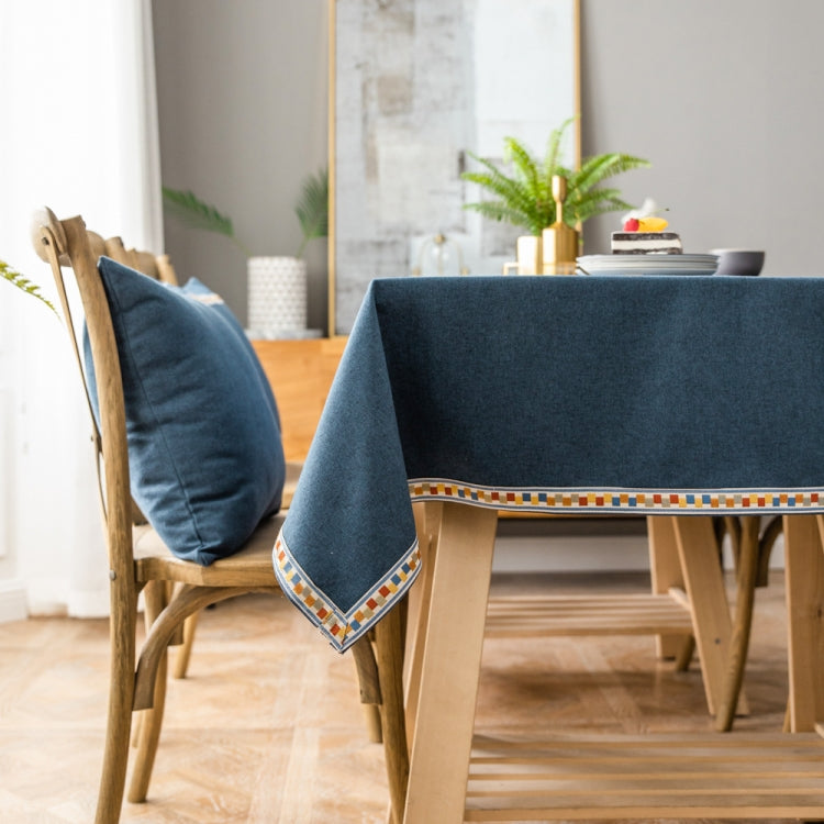 Khăn trải bàn chống thấm màu trơn vải lanh hình chữ nhật, 130x220cm, 130x240cm, 140x260cm, 130x300cm, 140x220cm, 140x240cm, 140x300cm