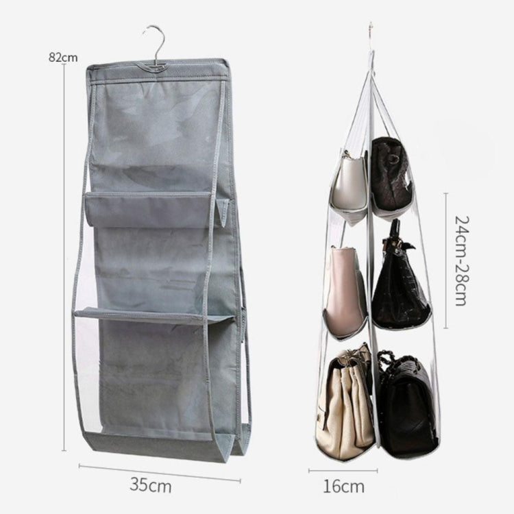 Túi treo gấp 3 lớp 6 ngăn, tổ chức túi xách, màu đen, xám