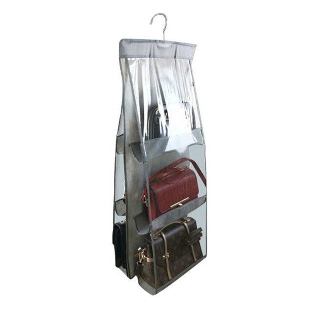 Túi treo gấp 3 lớp 6 ngăn, tổ chức túi xách, màu đen, xám
