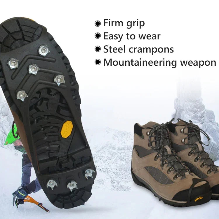 Bao giày chống trượt 8 răng cho địa hình băng tuyết ngoài trời, M (35-40 size), L (41-45 size)