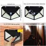 Đèn tường cảm biến năng lượng mặt trời sân trong ngoài trời 100 LED điều chỉnh, đèn ban công sân vườn nhỏ, đèn đường nhỏ, 1 chiếc 100 LED, 2 chiếc 100 LED