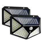 Đèn tường cảm biến năng lượng mặt trời sân trong ngoài trời 100 LED điều chỉnh, đèn ban công sân vườn nhỏ, đèn đường nhỏ, 1 chiếc 100 LED, 2 chiếc 100 LED