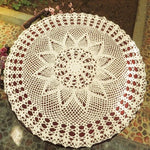 Khăn trải bàn tròn móc tay thủ công tinh xảo hoa vườn Mori ren cotton dệt lỗ, đường kính 60cm