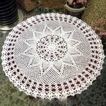 Khăn trải bàn tròn móc tay thủ công tinh xảo hoa vườn Mori ren cotton dệt lỗ, đường kính 60cm