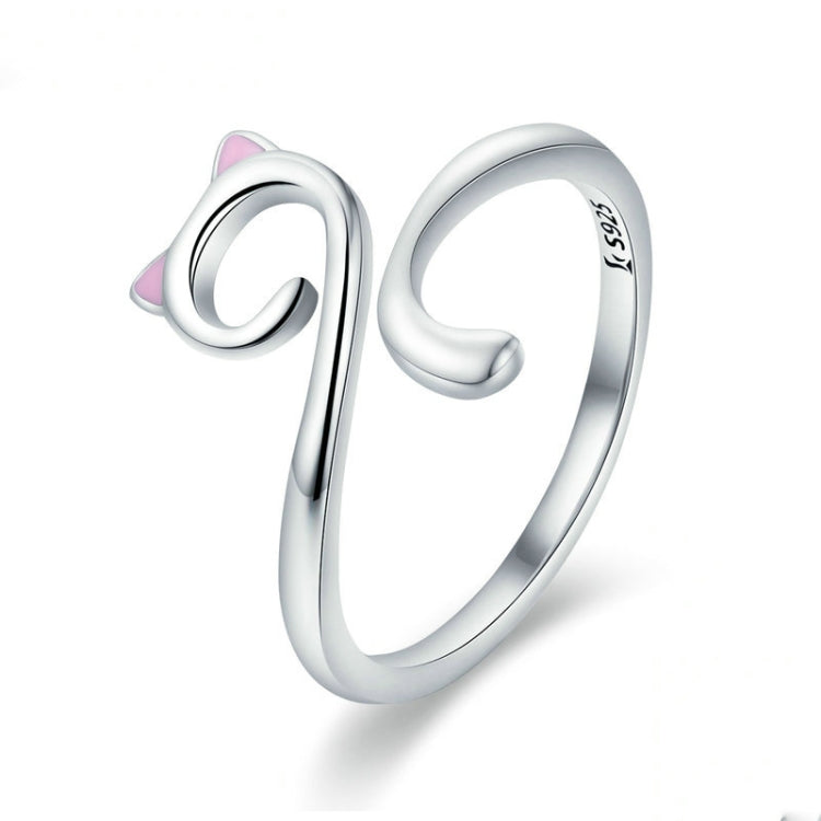 Cat Love Girl Ring S925 Sterling Silver Open Ring, SCR341