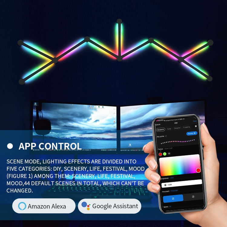 Đèn khảm RGB thông minh JSK-P22 đèn nhịp điệu hỗ trợ Amazon Alexa / Google Assistant / DuerOS, phích cắm Mỹ, phích cắm EU, phích cắm Anh