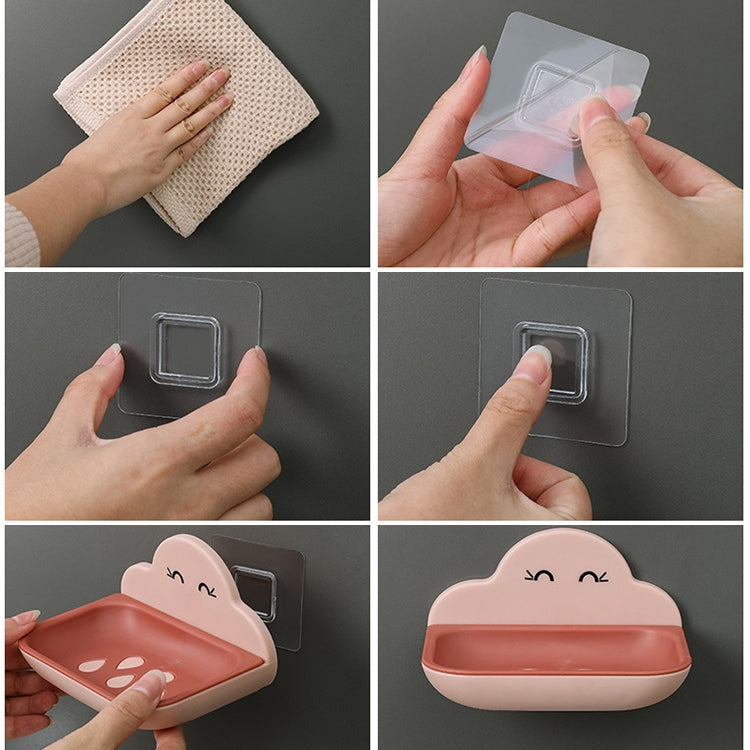 Hộp xà phòng hình đám mây sáng tạo gắn tường nhà vệ sinh, giá thoát nước hai lớp không cần khoan, màu trắng, hồng, xanh đậm, xanh nhạt