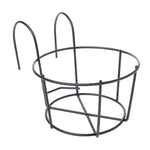 Balcony Fence Round Metal Flower Stand Wrought Iron Wall-mounted Flower Pot Stand, S, M, L, XL