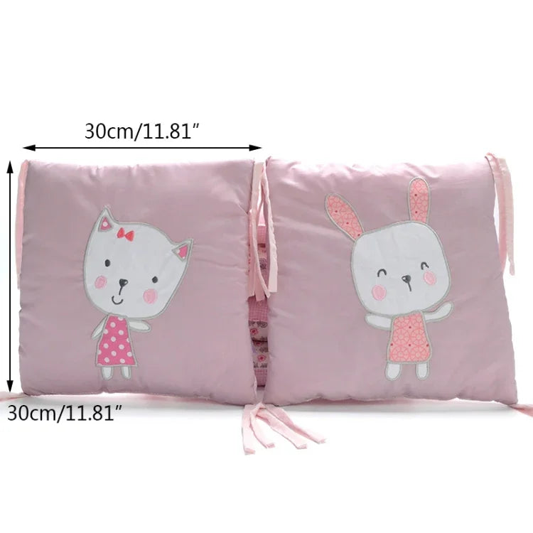 Chăn viền thêu hình thỏ cho cũi, bông cho bé, chống va đập, 30 x 30 cm