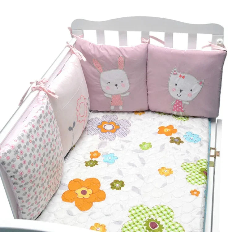 Chăn viền thêu hình thỏ cho cũi, bông cho bé, chống va đập, 30 x 30 cm