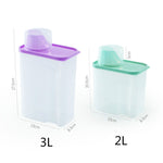Hộp đựng bột giặt trong suốt bằng nhựa gia dụng, dung tích 2L, 3L