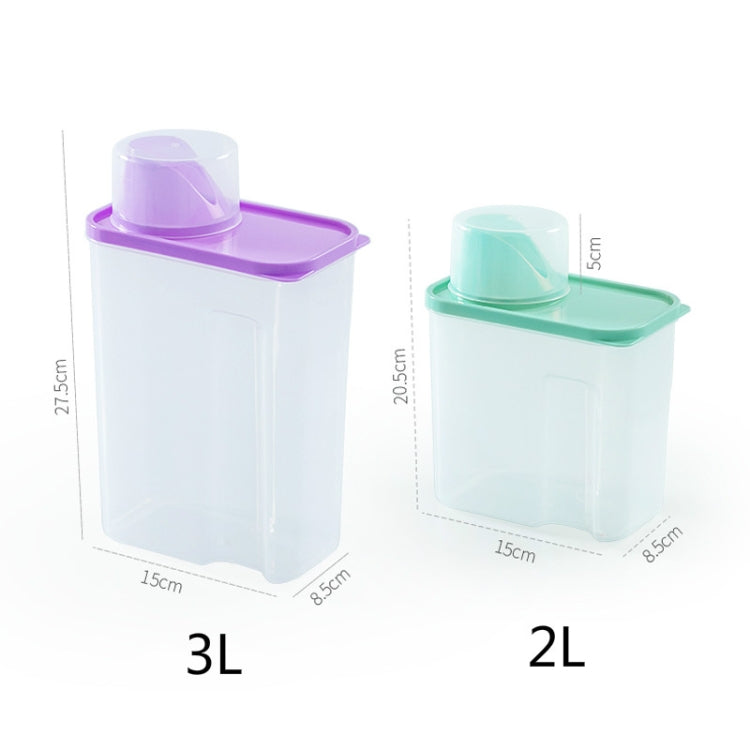 Hộp đựng bột giặt trong suốt bằng nhựa gia dụng, dung tích 2L, 3L