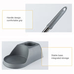Bộ cọ vệ sinh toilet cán dài gia dụng không góc chết, màu xám, màu nâu