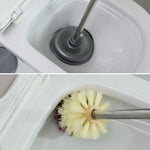 Bộ cọ vệ sinh toilet cán dài gia dụng không góc chết, màu xám, màu nâu