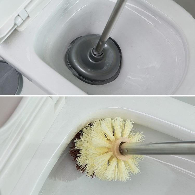 Bộ cọ vệ sinh toilet cán dài gia dụng không góc chết, màu xám, màu nâu