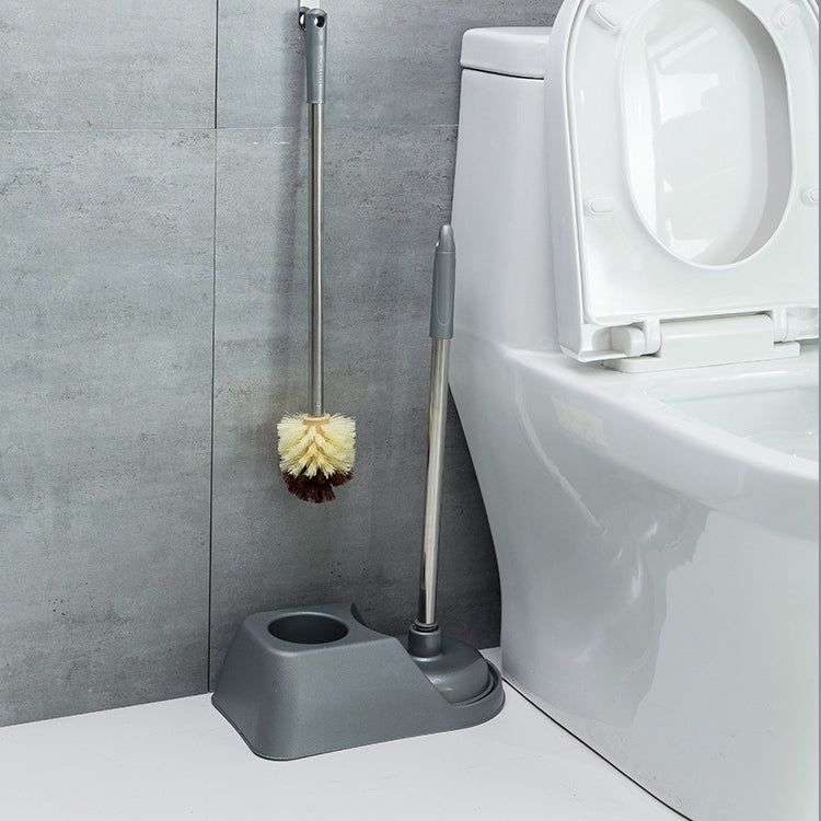 Bộ cọ vệ sinh toilet cán dài gia dụng không góc chết, màu xám, màu nâu