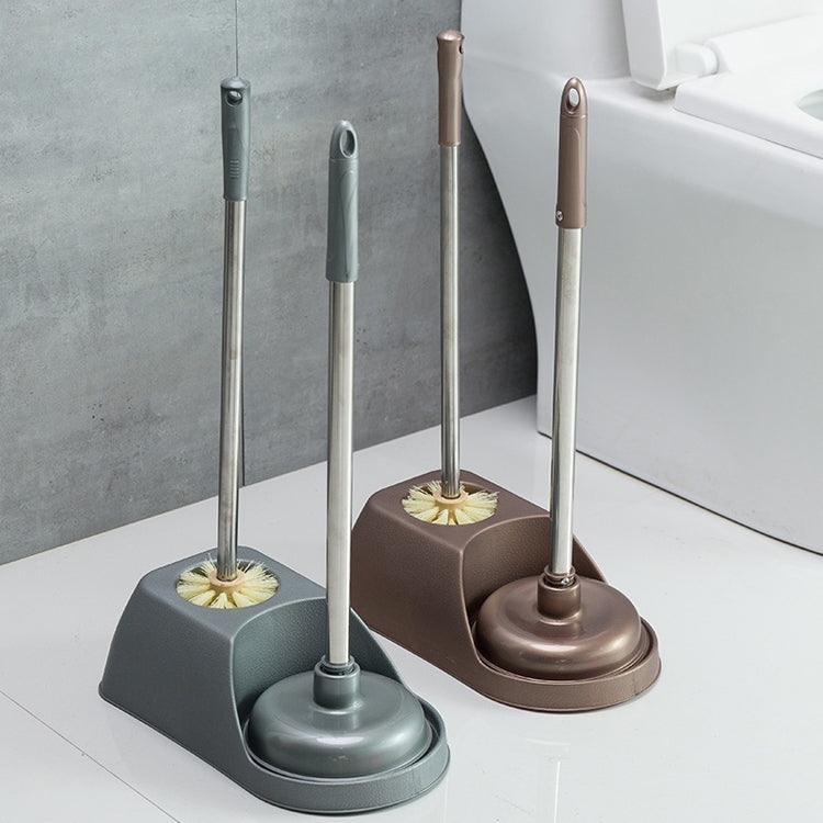 Bộ cọ vệ sinh toilet cán dài gia dụng không góc chết, màu xám, màu nâu