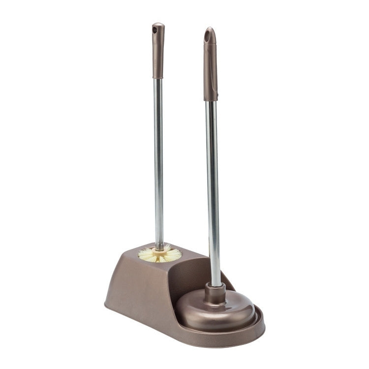 Bộ cọ vệ sinh toilet cán dài gia dụng không góc chết, màu xám, màu nâu