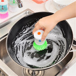 Bộ 2 Cái Bàn Chải Rửa Dụng Cụ Nhà Bếp Kèm Bình Đựng Nước Rửa Chén, Giao Màu Ngẫu Nhiên, Bàn Chải Rửa Dụng Cụ