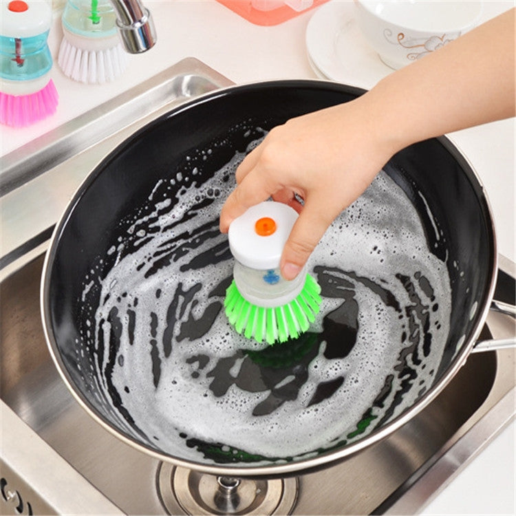 Bộ 2 Cái Bàn Chải Rửa Dụng Cụ Nhà Bếp Kèm Bình Đựng Nước Rửa Chén, Giao Màu Ngẫu Nhiên, Bàn Chải Rửa Dụng Cụ