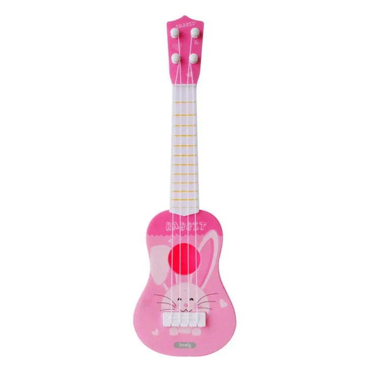 Đồ Chơi Âm Nhạc Mô Phỏng Nhạc Cụ Mini Bốn Dây Có Thể Chơi Ukulele Giáo Dục Mầm Non, Thỏ Hồng, Ngựa Vằn Xanh Nhạt, Hươu Cao Cổ Hồng, Khủng Long Vàng