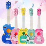Đồ Chơi Âm Nhạc Mô Phỏng Nhạc Cụ Mini Bốn Dây Có Thể Chơi Ukulele Giáo Dục Mầm Non, Thỏ Hồng, Ngựa Vằn Xanh Nhạt, Hươu Cao Cổ Hồng, Khủng Long Vàng