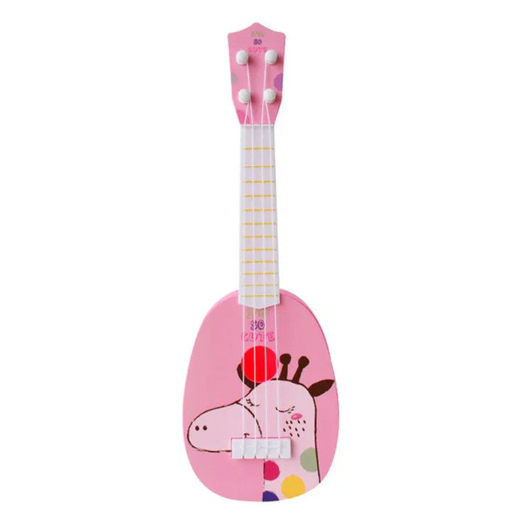 Đồ Chơi Âm Nhạc Mô Phỏng Nhạc Cụ Mini Bốn Dây Có Thể Chơi Ukulele Giáo Dục Mầm Non, Thỏ Hồng, Ngựa Vằn Xanh Nhạt, Hươu Cao Cổ Hồng, Khủng Long Vàng