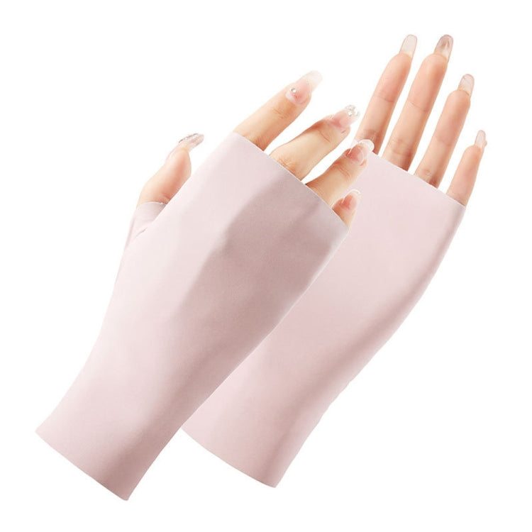 Găng tay chống nắng nữ nửa ngón bằng lụa lạnh, kiểu dáng: ngón giữa, ngón liền