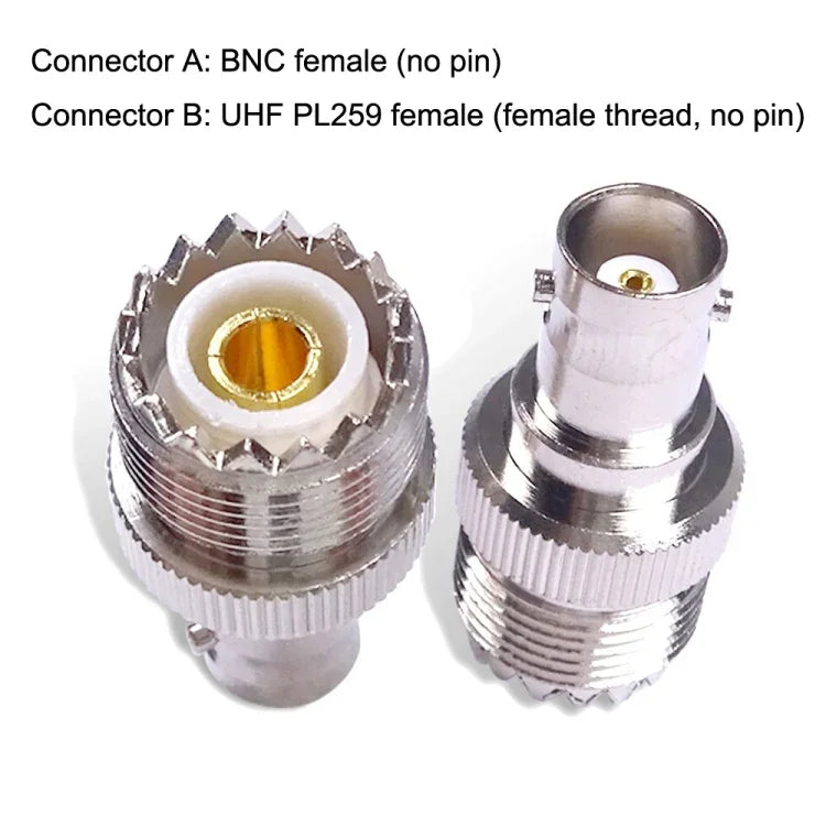 Đầu nối BNC Female Jack sang UHF PL-259 Female thẳng RF Coax Adapter, BNC Female sang UHF Female