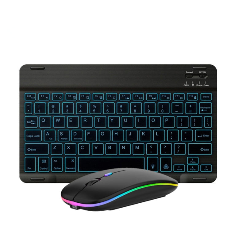 Bộ bàn phím và chuột Bluetooth 10 inch có đèn nền RGB nhiều màu cho điện thoại di động / máy tính bảng, màu đen, trắng