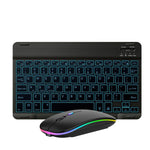 Bộ bàn phím và chuột Bluetooth 10 inch có đèn nền RGB nhiều màu cho điện thoại di động / máy tính bảng, màu đen, trắng