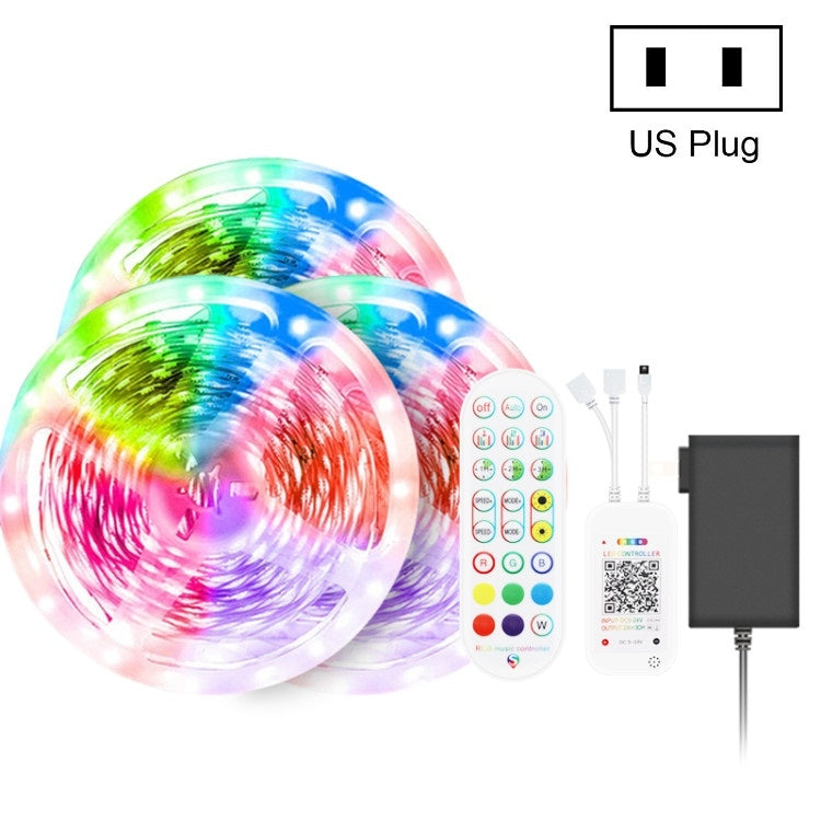 Dây đèn LED điều khiển âm thanh thông minh Bluetooth, chống nước 5050 RGB nhiều màu sắc, dải đèn LED với điều khiển từ xa 24 phím, 5M 150 đèn LED, 5M 300 đèn LED, 10M 300 đèn LED, 10M 600 đèn LED, 15M 450 đèn LED, 20M 360 đèn LED, 30M 540 đèn LED