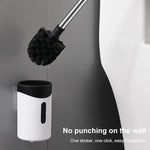 Cọ vệ sinh toilet cán mềm bằng thép không gỉ gắn tường, màu xám, trắng, hồng