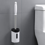 Cọ vệ sinh toilet cán mềm bằng thép không gỉ gắn tường, màu xám, trắng, hồng