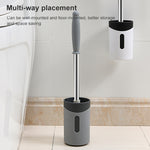 Cọ vệ sinh toilet cán mềm bằng thép không gỉ gắn tường, màu xám, trắng, hồng