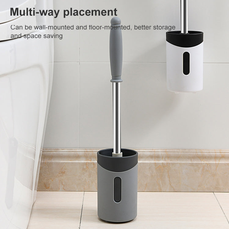 Cọ vệ sinh toilet cán mềm bằng thép không gỉ gắn tường, màu xám, trắng, hồng