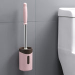 Cọ vệ sinh toilet cán mềm bằng thép không gỉ gắn tường, màu xám, trắng, hồng