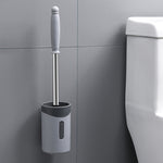 Cọ vệ sinh toilet cán mềm bằng thép không gỉ gắn tường, màu xám, trắng, hồng