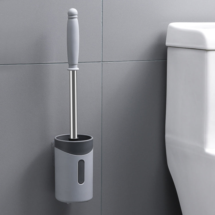 Cọ vệ sinh toilet cán mềm bằng thép không gỉ gắn tường, màu xám, trắng, hồng