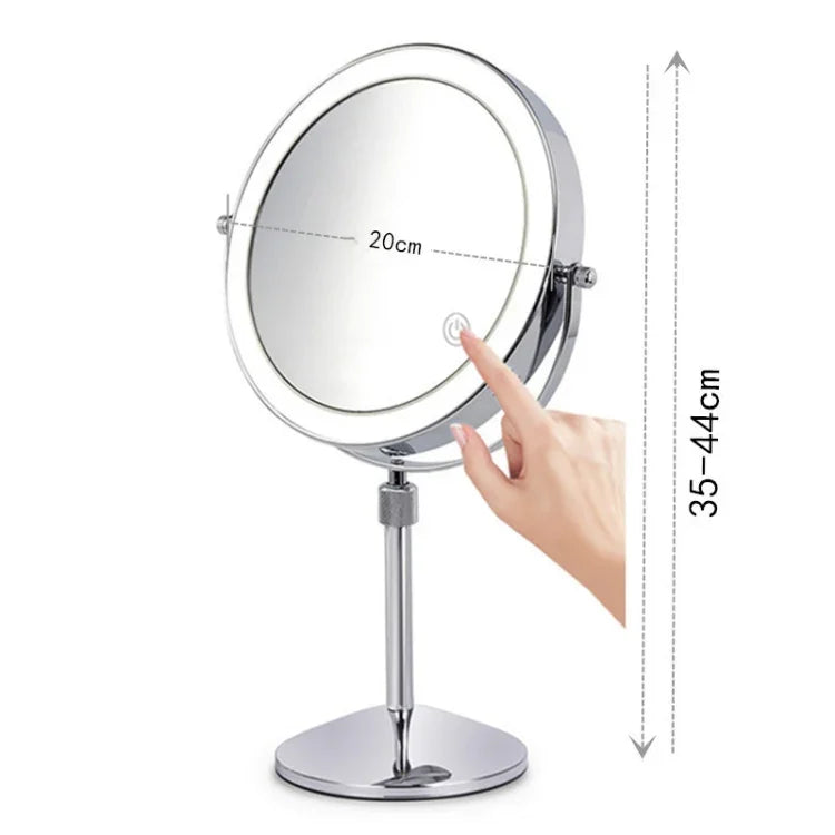 Gương trang điểm LED để bàn hai mặt hình tròn có thể nâng lên, gương phóng đại, gương phẳng + phóng đại 3 lần (mẫu pin 8 inch), gương phẳng + phóng đại 5 lần (mẫu pin 8 inch), gương phẳng + phóng đại 7 lần (mẫu pin 8 inch)