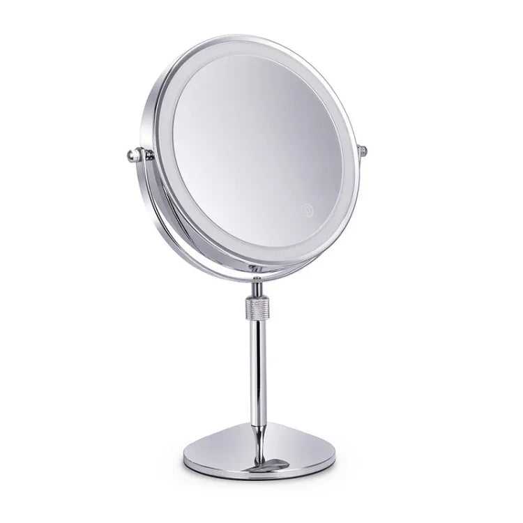 Gương trang điểm LED để bàn hai mặt hình tròn có thể nâng lên, gương phóng đại, gương phẳng + phóng đại 3 lần (mẫu pin 8 inch), gương phẳng + phóng đại 5 lần (mẫu pin 8 inch), gương phẳng + phóng đại 7 lần (mẫu pin 8 inch)