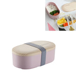 Hộp cơm trưa hình bầu dục đơn giản, hộp sushi bằng gỗ kín chống rò rỉ kèm dao kéo, một lớp