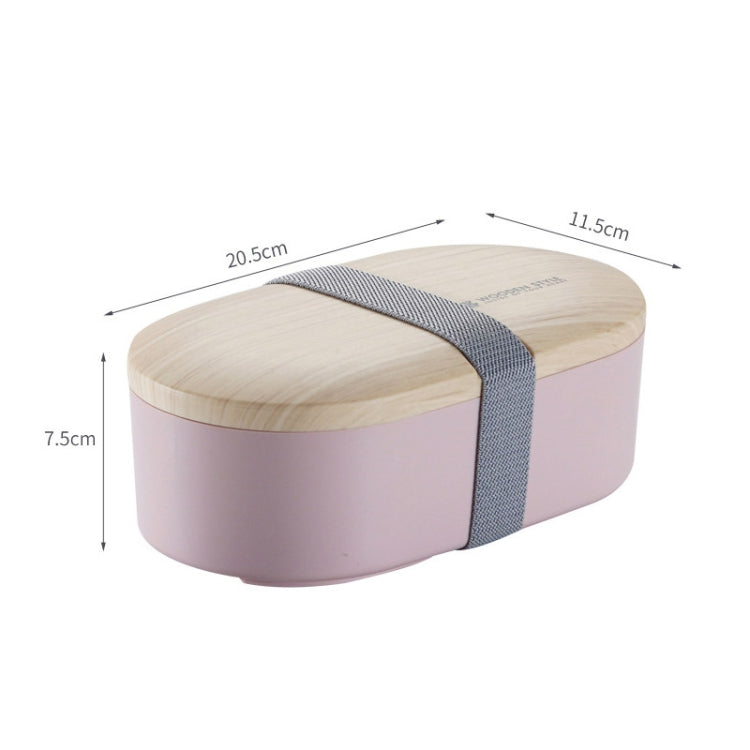 Hộp cơm trưa hình bầu dục đơn giản, hộp sushi bằng gỗ kín chống rò rỉ kèm dao kéo, một lớp