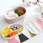 Hộp cơm trưa hình bầu dục đơn giản, hộp sushi bằng gỗ kín chống rò rỉ kèm dao kéo, một lớp