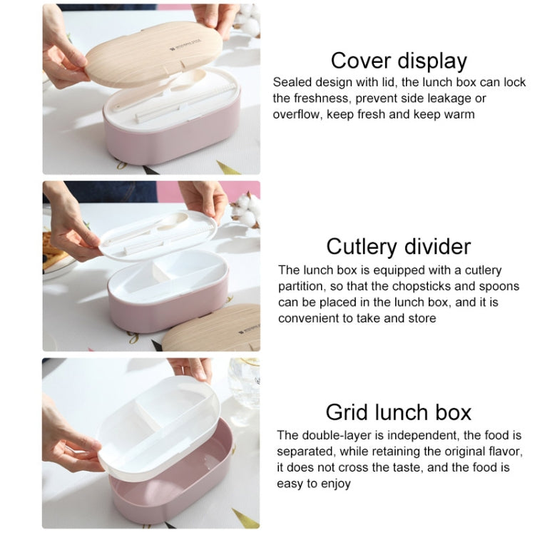 Hộp cơm trưa hình bầu dục đơn giản, hộp sushi bằng gỗ kín chống rò rỉ kèm dao kéo, một lớp