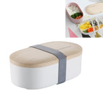 Hộp cơm trưa hình bầu dục đơn giản, hộp sushi bằng gỗ kín chống rò rỉ kèm dao kéo, một lớp
