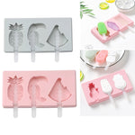 Khuôn làm kem que tự làm bằng silicone hình hoạt hình có nắp, giao màu ngẫu nhiên, hình chim gõ kiến trái cây, kem, người tuyết, hà mã, thỏ