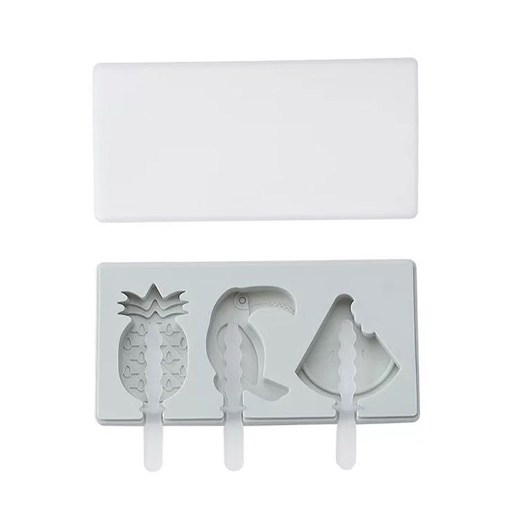 Khuôn làm kem que tự làm bằng silicone hình hoạt hình có nắp, giao màu ngẫu nhiên, hình chim gõ kiến trái cây, kem, người tuyết, hà mã, thỏ