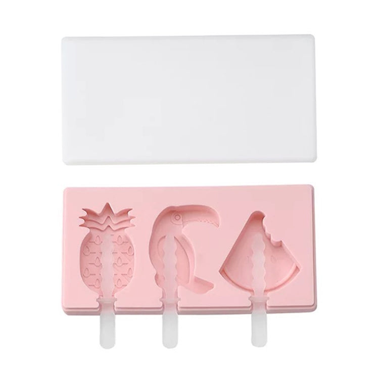 Khuôn làm kem que tự làm bằng silicone hình hoạt hình có nắp, giao màu ngẫu nhiên, hình chim gõ kiến trái cây, kem, người tuyết, hà mã, thỏ