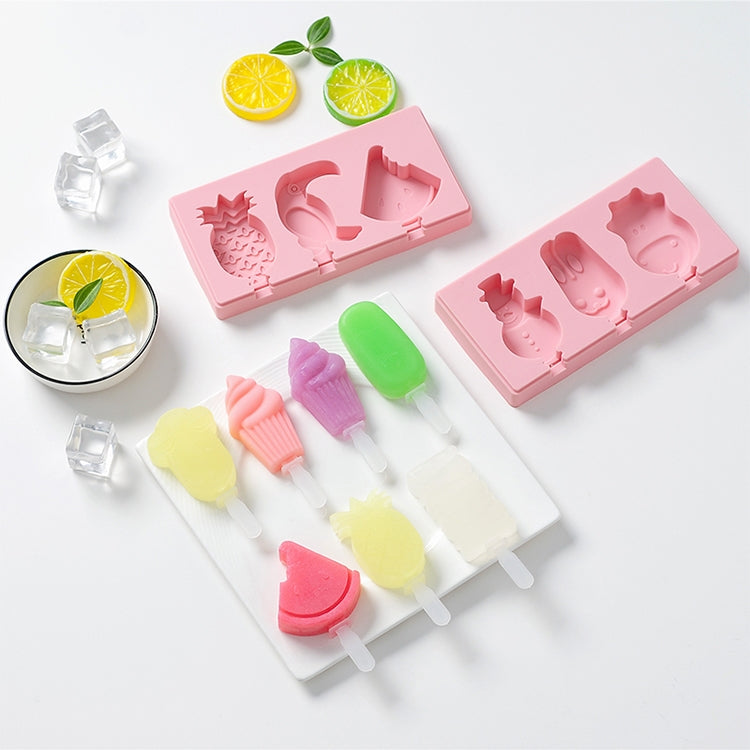 Khuôn làm kem que tự làm bằng silicone hình hoạt hình có nắp, giao màu ngẫu nhiên, hình chim gõ kiến trái cây, kem, người tuyết, hà mã, thỏ